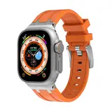 Strap-it® Apple Watch luxe liquid silicone band (oranje met zilver)