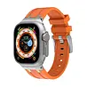 Strap-it® Strap-it Apple Watch luxe liquid silicone band (oranje met zilver) Strap-it® Strap-it Apple Watch luxe liquid silicone band (oranje met zilver)
