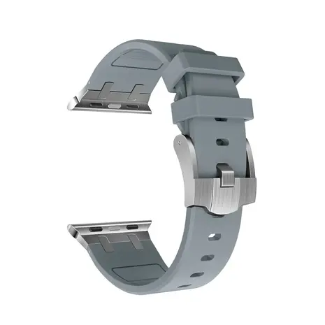 Strap-it® Strap-it Apple Watch luxe liquid silicone band (donkergrijs met zilver)