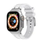 Strap-it® Strap-it Apple Watch luxe liquid silicone band (wit met zilver)