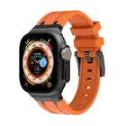 Strap-it® Strap-it Apple Watch luxe liquid silicone band (oranje met zwart)