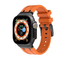 Strap-it® Apple Watch luxe liquid silicone band (oranje met zwart)