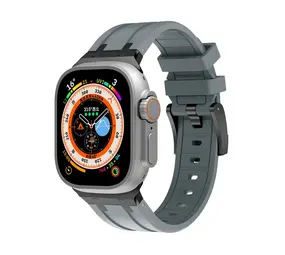 Strap-it® Apple Watch luxe liquid silicone band (donkergrijs met zwart)