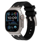 Strap-it® Strap-it Apple Watch luxe liquid silicone band (zwart met titanium)