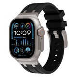 Strap-it® Apple Watch luxe liquid silicone band (zwart met titanium)