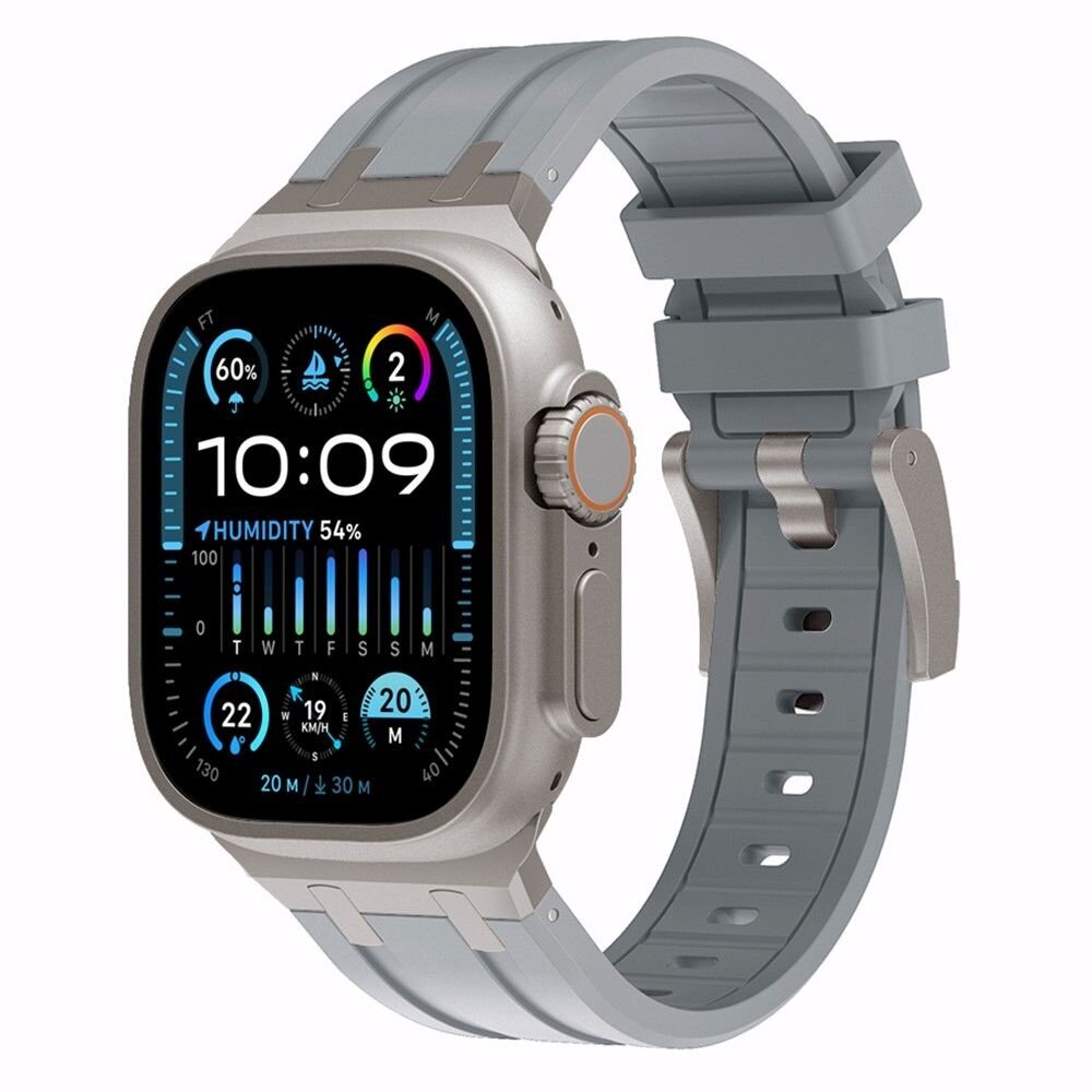 Strap-it® Strap-it Apple Watch luxe liquid silicone band (donkergrijs met titanium)