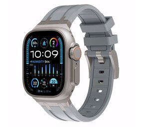 Strap-it® Apple Watch luxe liquid silicone band (donkergrijs met titanium)