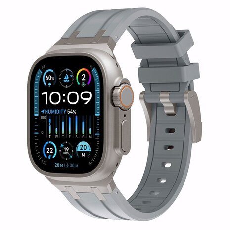 Strap-it® Strap-it Apple Watch luxe liquid silicone band (donkergrijs met titanium)