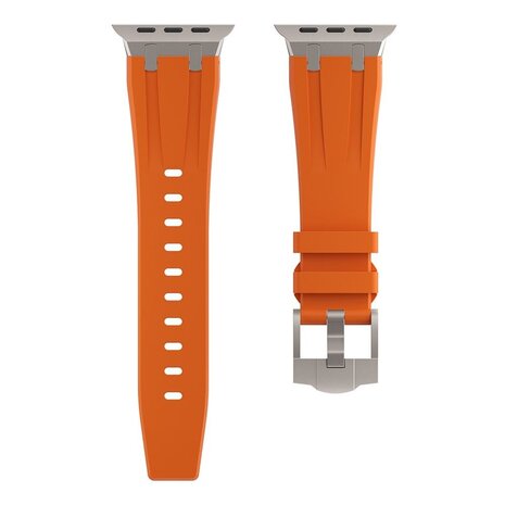 Strap-it® Strap-it Apple Watch luxe liquid silicone band (oranje met titanium)