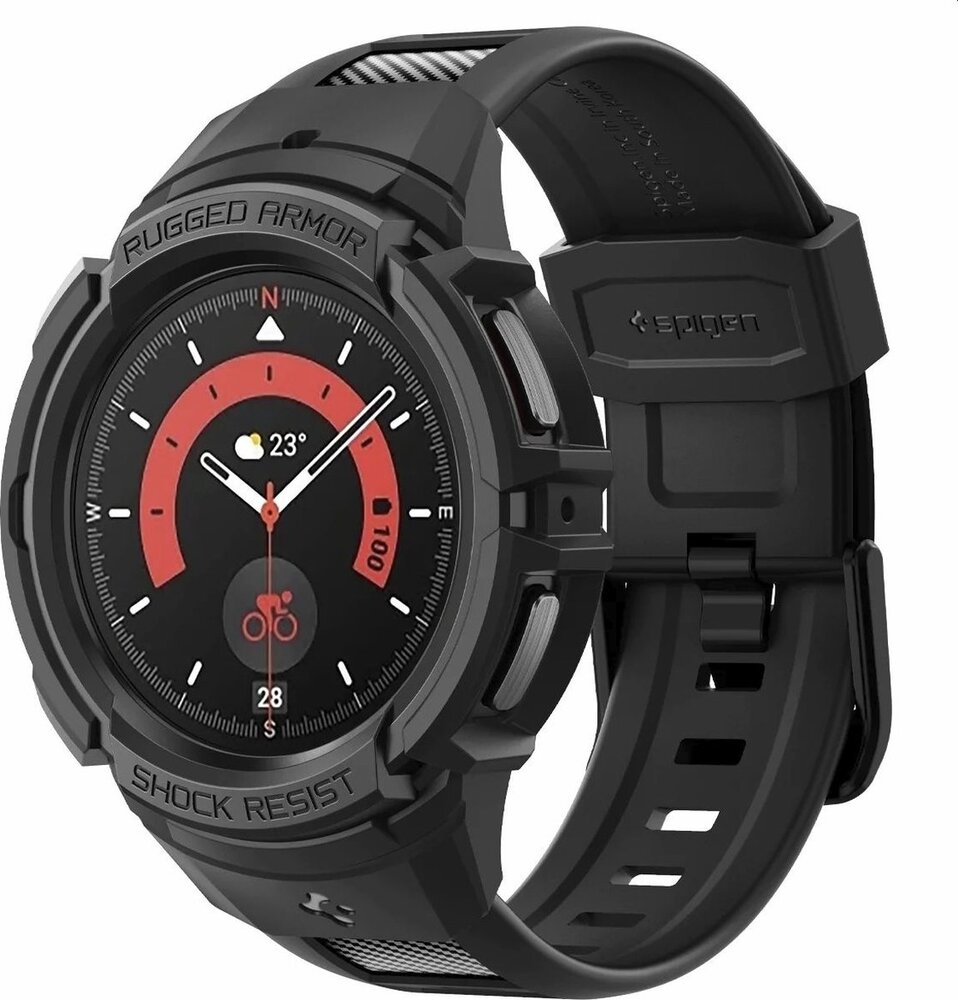 Spigen Samsung Galaxy Watch 5 Pro Rugged Armor bandje zwart Smartwatchbanden