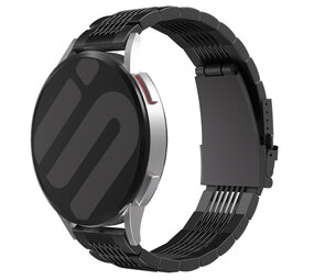 Strap-it® Amazfit Bip U (Pro) luxe stalen schakel band (zwart)