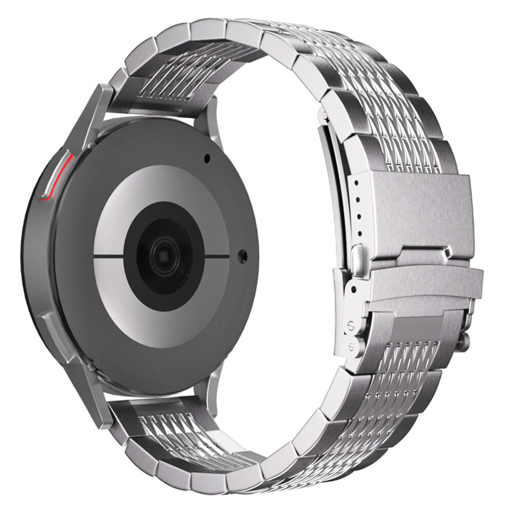 Strap-it® Strap-it Samsung Galaxy Watch Active luxe stalen schakel band (zilver) Strap-it® Strap-it Samsung Galaxy Watch Active luxe stalen schakel band (zilver)