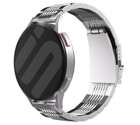 Strap-it® Amazfit Bip U (Pro) luxe stalen schakel band (zilver)