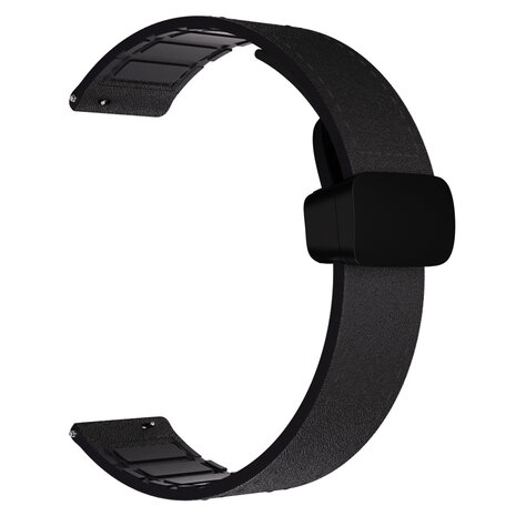 Strap-it® Strap-it Universeel 22mm leren bandje met D-buckle (zwart)