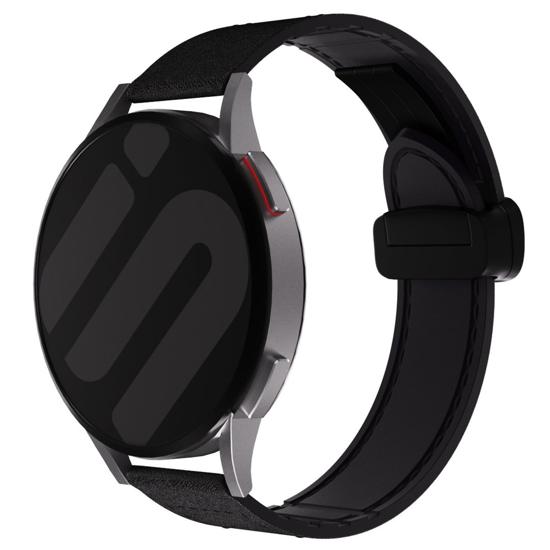 Strap-it Huawei Watch 4 (Pro) leren bandje met D-buckle (zwart)