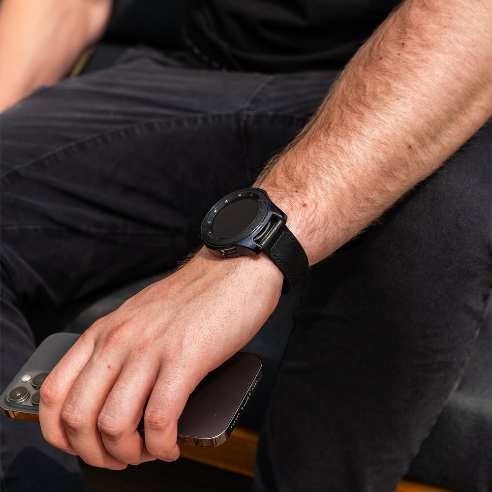 Strap-it® Strap-it Xiaomi Mi Watch leren bandje met D-buckle (zwart)