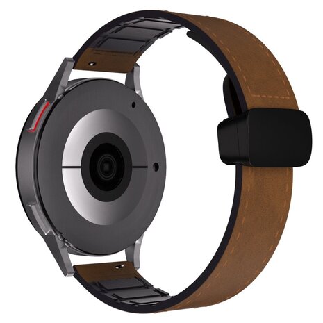 Strap-it® Strap-it Xiaomi Watch S1 leren bandje met D-buckle (donkerbruin)