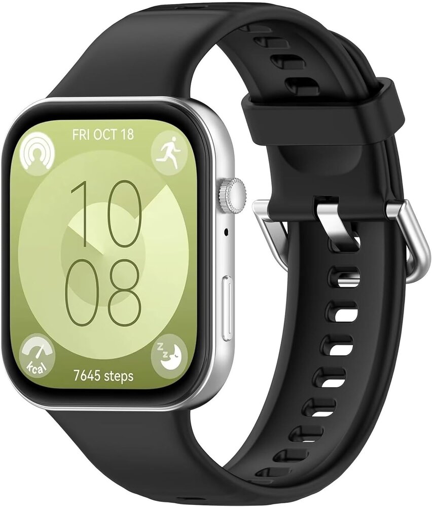 Strap-it® Strap-it Huawei Watch Fit 3 siliconen bandje (zwart)