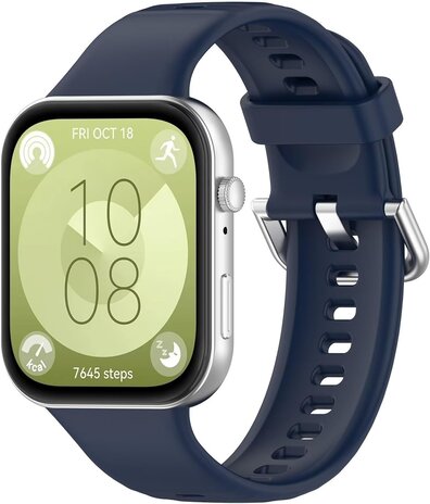 Strap-it® Strap-it Huawei Watch Fit 3 siliconen bandje (donkerblauw)