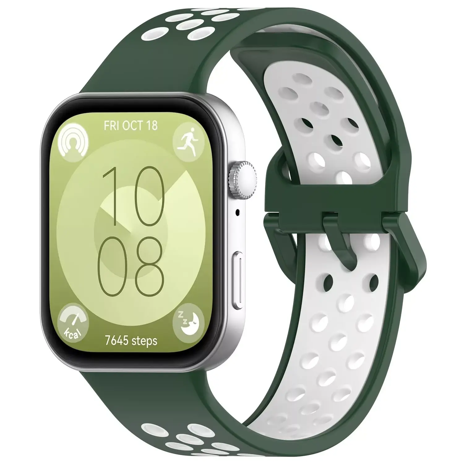 Strap it Strap it Huawei Watch Fit 3 sport bandje groen wit