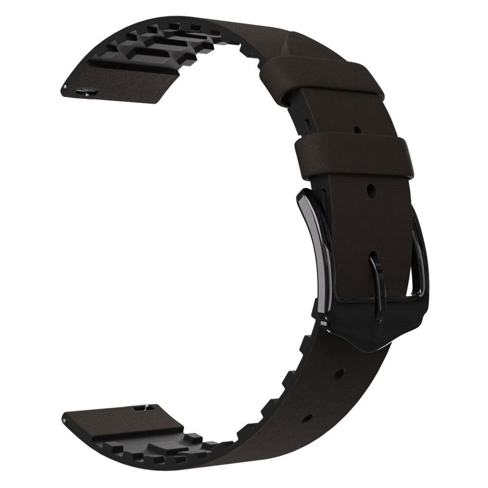 Strap-it® Strap-it Samsung Galaxy Watch siliconen / leren bandje 46mm (zwart/bruin)