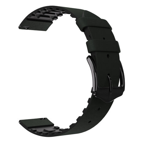 Strap-it® Strap-it Samsung Galaxy Watch siliconen / leren bandje 46mm (zwart/groen)