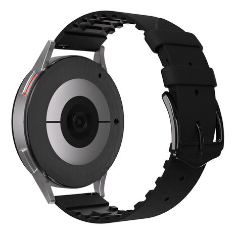 Strap-it® Strap-it Xiaomi Mi Watch siliconen / leren bandje (zwart)