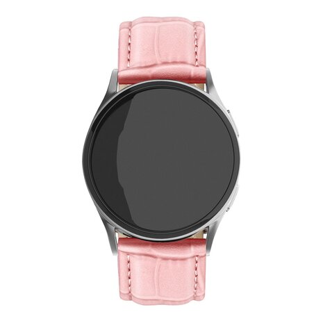 Strap-it® Strap-it Amazfit Bip 3 leather crocodile grain bandje (zand roze)