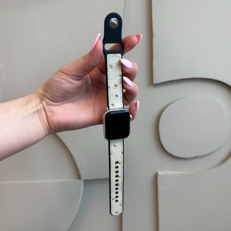 Strap-it® Strap-it Apple Watch leren hybrid bandje (zand wit)