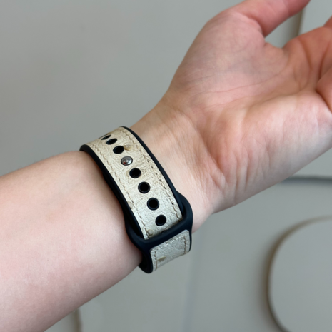 Strap-it® Strap-it Apple Watch leren hybrid bandje (zand wit)