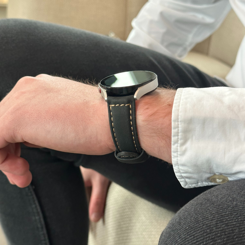 Strap-it® Strap-it Amazfit GTR 2 leren band (zwart)