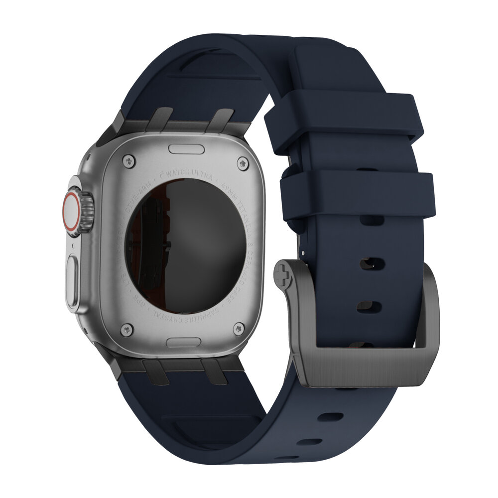 Bandz Bandz Apple Watch siliconen band 'Luxe Liquid' (blauw met zwart)