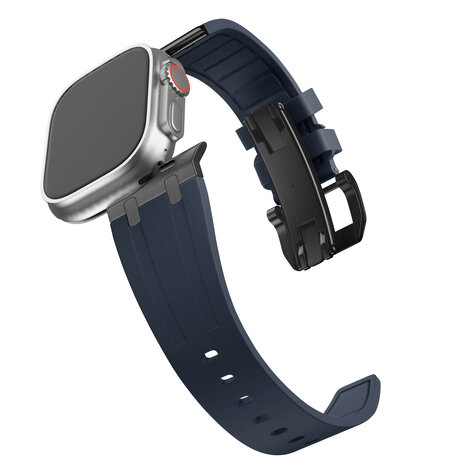 Bandz Bandz Apple Watch siliconen band 'Luxe Liquid' (blauw met zwart)