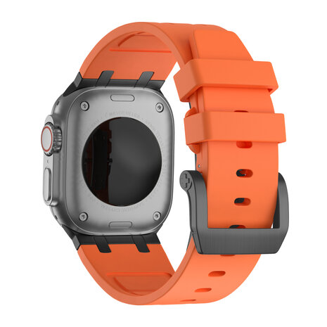 Bandz Bandz Apple Watch siliconen band 'Luxe Liquid' (oranje met zwart)