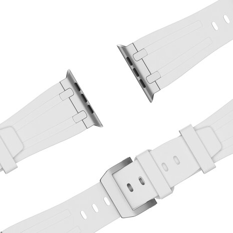 Bandz Bandz Apple Watch siliconen band 'Luxe Liquid' (wit met zilver)