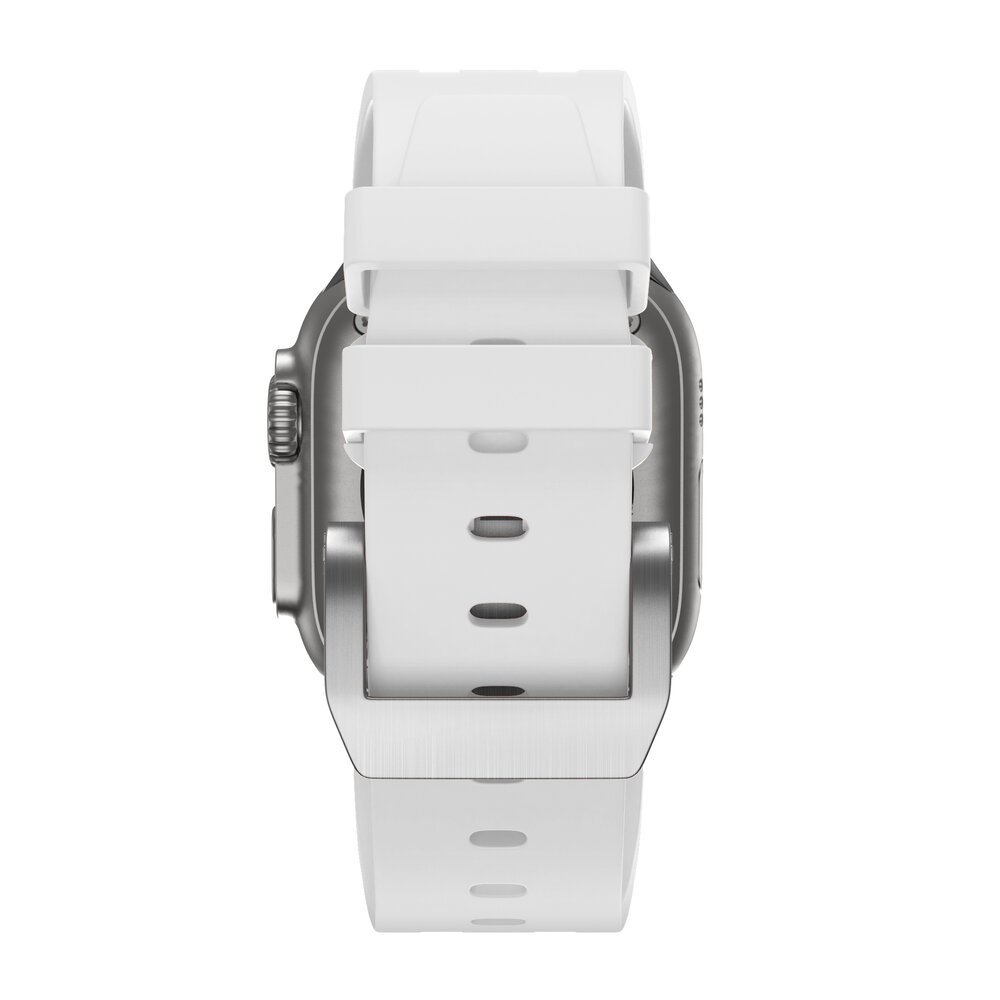 Bandz Bandz Apple Watch siliconen band 'Luxe Liquid' (wit met zilver)
