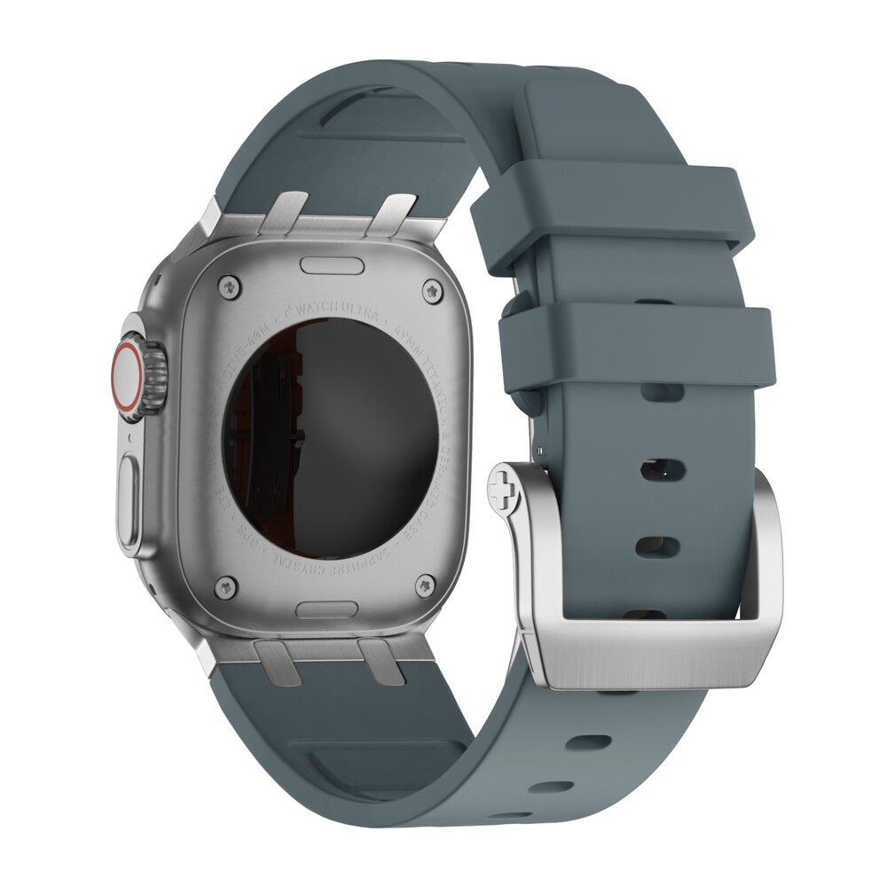 Bandz Bandz Apple Watch siliconen band 'Luxe Liquid' (grijs met zilver)