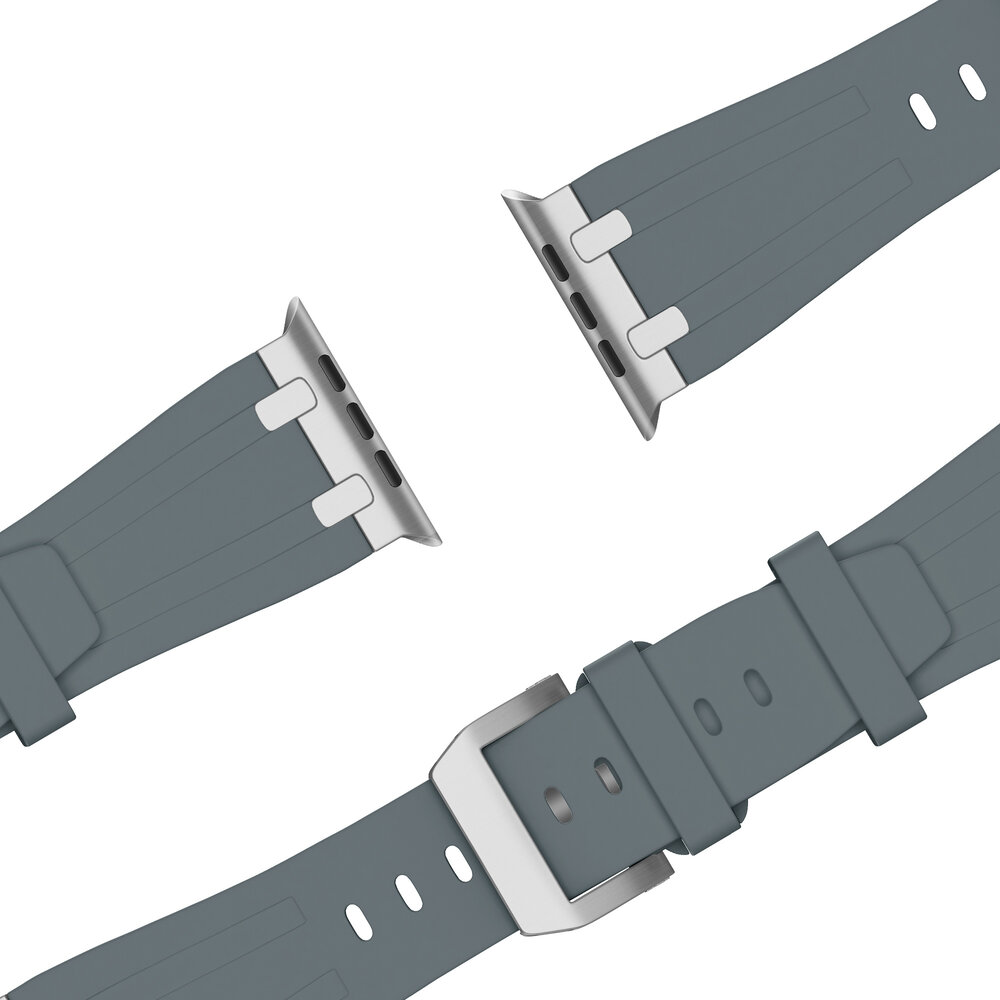 Bandz Bandz Apple Watch siliconen band 'Luxe Liquid' (grijs met zilver)