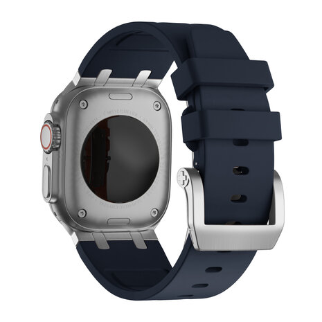 Bandz Bandz Apple Watch siliconen band 'Luxe Liquid' (blauw met zilver)