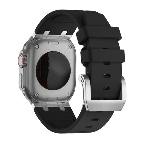 Bandz Bandz Apple Watch siliconen band 'Luxe Liquid' (zwart met zilver)