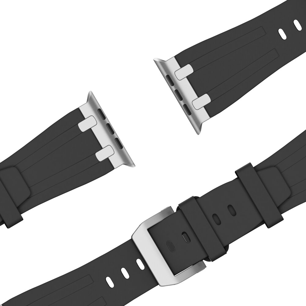 Bandz Bandz Apple Watch siliconen band 'Luxe Liquid' (zwart met zilver)