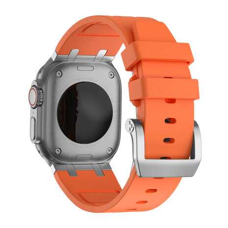 Bandz Bandz Apple Watch siliconen band 'Luxe Liquid' (oranje met zilver)
