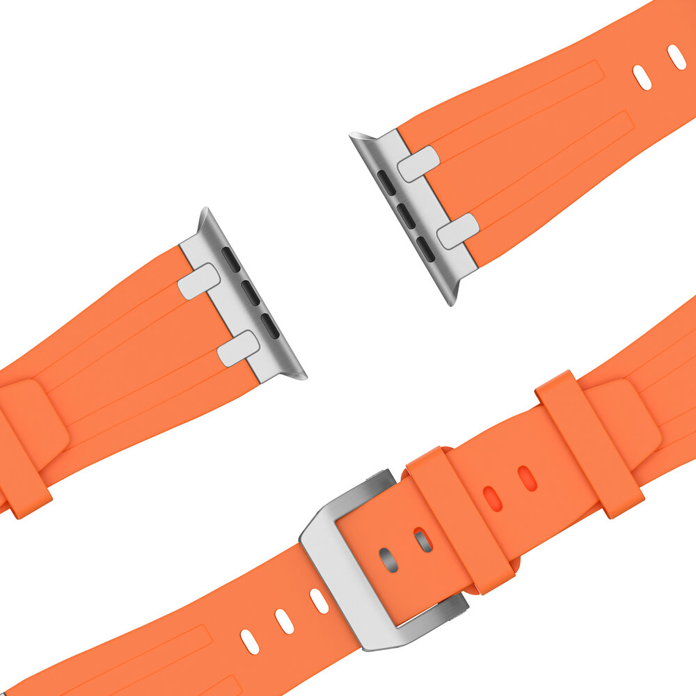 Bandz Bandz Apple Watch siliconen band 'Luxe Liquid' (oranje met zilver)