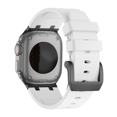 Bandz Bandz Apple Watch siliconen band 'Luxe Liquid' (wit met zwart)