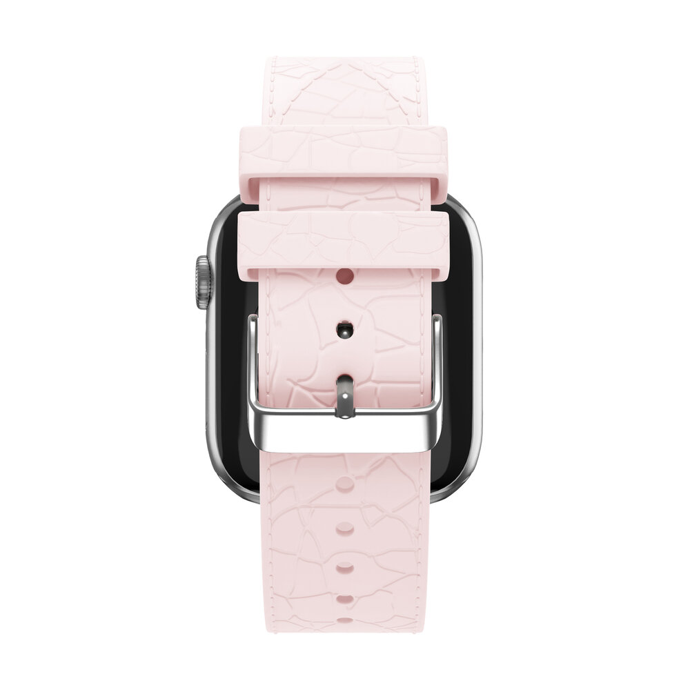 Bandz Bandz Apple Watch siliconen band met lederpatroon (roze)
