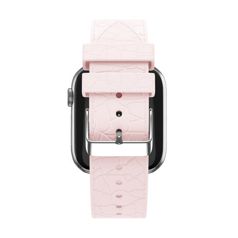Bandz Bandz Apple Watch siliconen band met lederpatroon (roze)