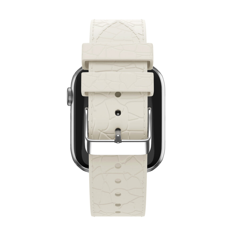 Bandz Bandz Apple Watch siliconen band met lederpatroon (sterrenlicht)