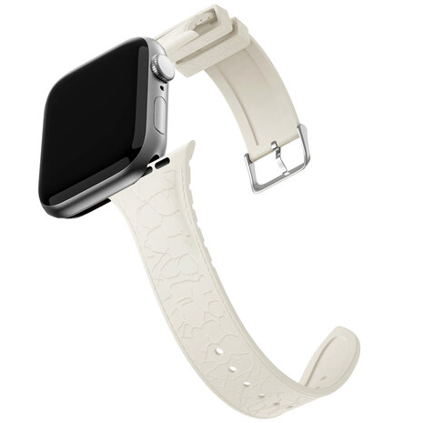 Bandz Bandz Apple Watch siliconen band met lederpatroon (sterrenlicht)