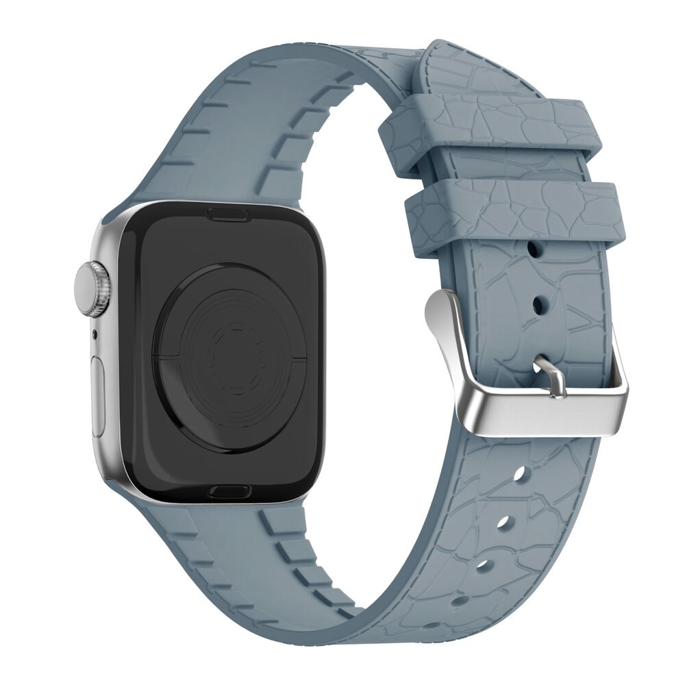 Bandz Bandz Apple Watch siliconen band met lederpatroon (grijsblauw)