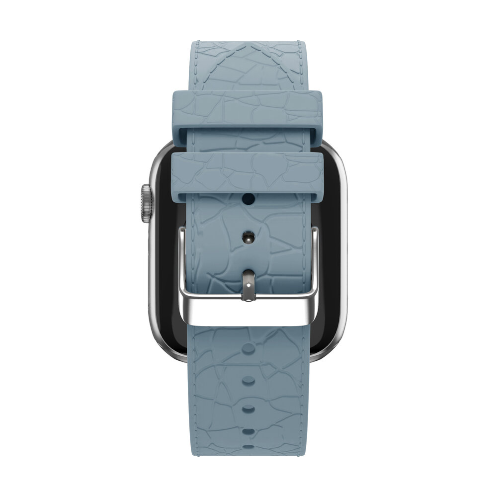 Bandz Bandz Apple Watch siliconen band met lederpatroon (grijsblauw)